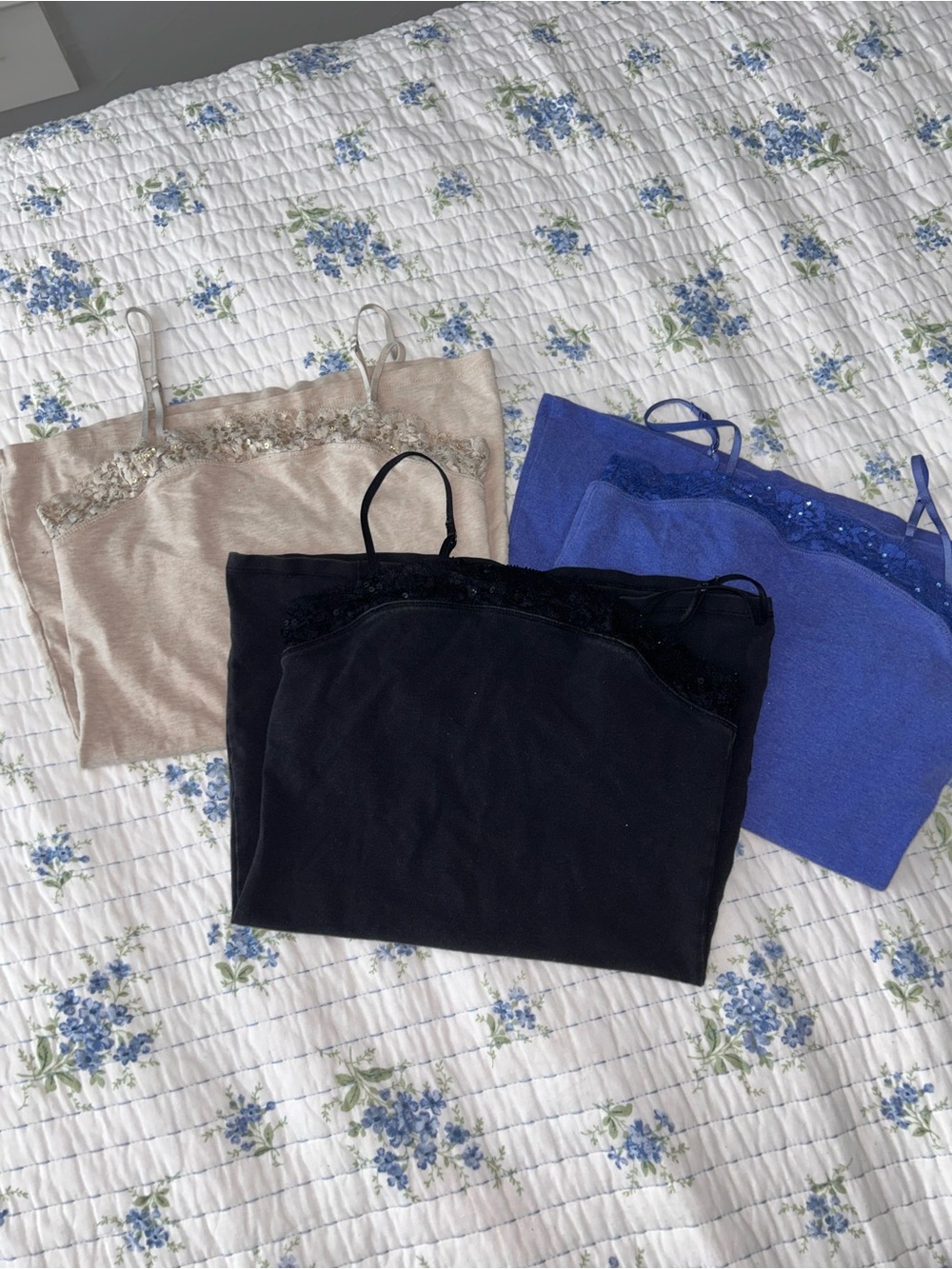 Express Set of 3 Lace-Trim Cami Tops
